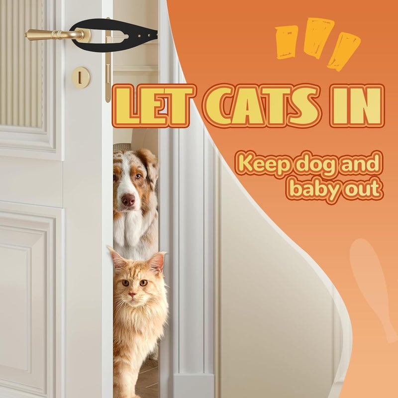 TGIOW Cat Door Latch, 4 Pcs Cat Door Stopper Pet Door Latch to Keep Dog Out of Litter Box and Food, Door Prop for Cat with 5 Adjustable Size Strap 2.5-6" Wide, No Measuring, Easy to Install, Black - Image 2